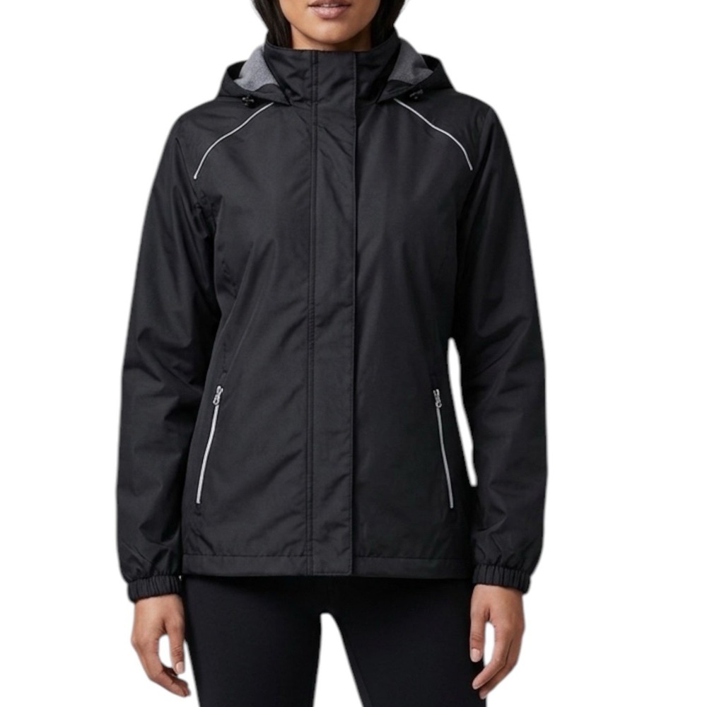 FREE COUNTRY Radiance Black Hooded Windbreaker sz XL Water Resistant Gorpcore